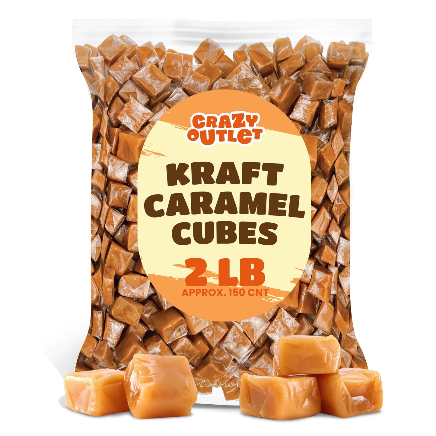 Kraft Caramel Cubes Candy, Individually Wrapped, Bulk Pack 2 Pounds