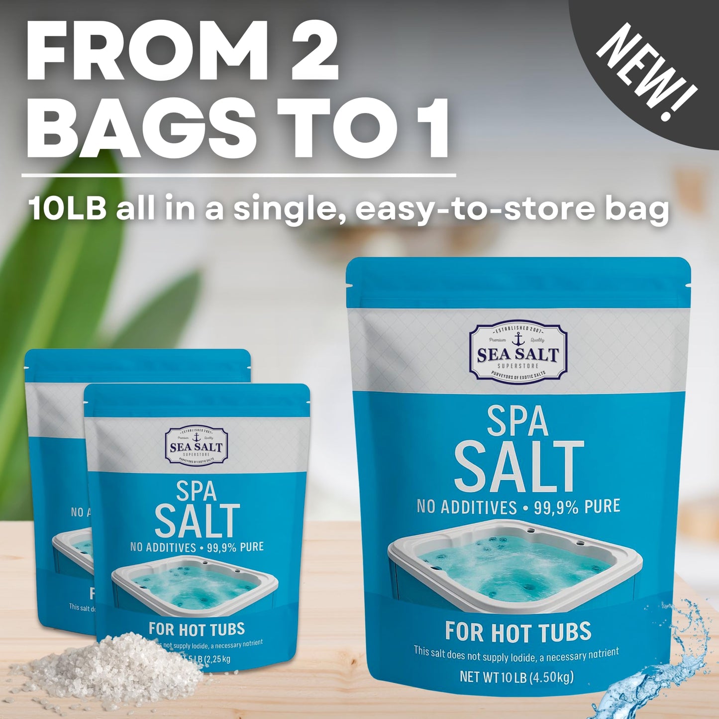 Hot Tub Spa Salt for Water Systems & Chlorine Generators, Pool Salt for Hotspring, Jacuzzi, Caldera, Ace, & Freshwater, 10 Lbs/5