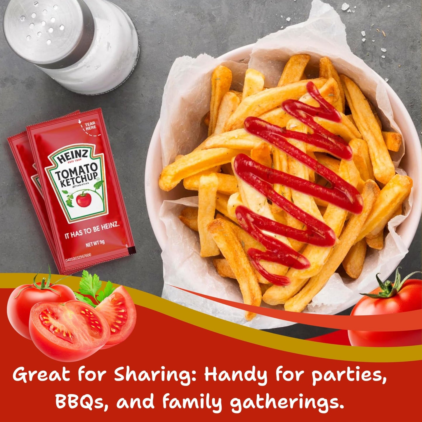 Heinz Condiment Packets Ketchup and Mustard (100 Total; 50 Each Flavor)