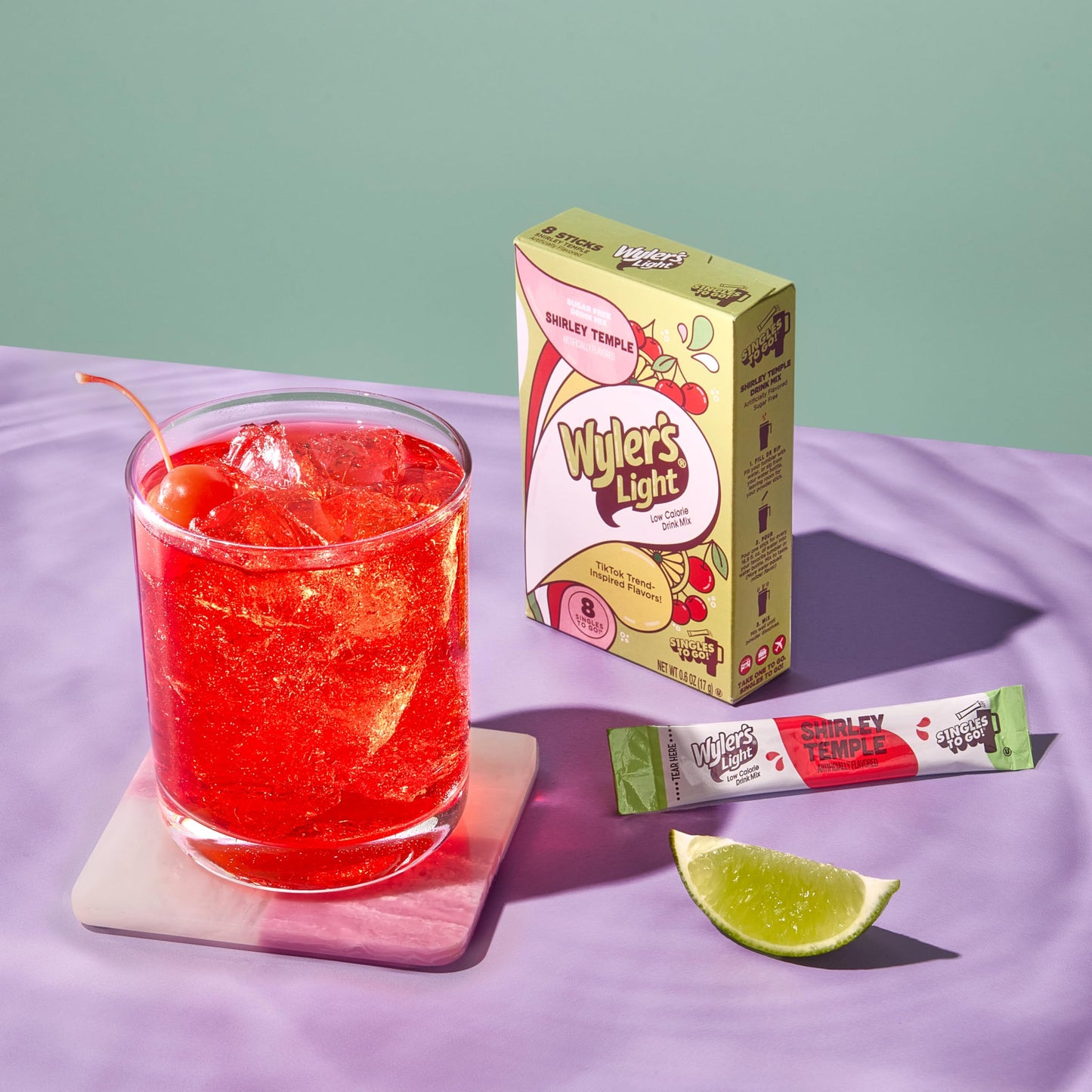 Wylers Light Singles To Go Powder Packets, Water Drink Mix, Watertok Shirley Temple, 96 Servings, 8 Count x Pack of 12