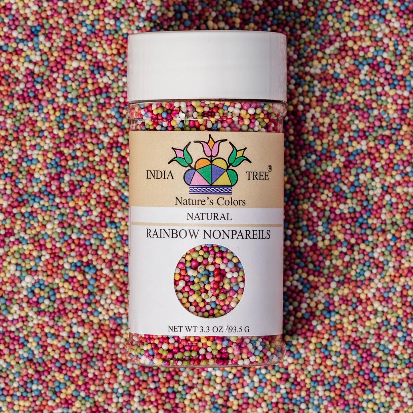 Nature's Colors Rainbow Nonpareils 3.3 oz Jar | Natural, Rainbow, Vegan, Red-3 Free, Top 9 Allergen-Free