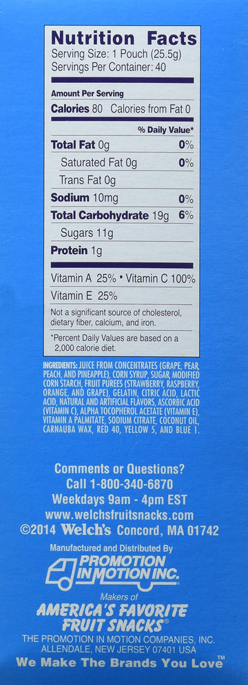 Welch'S Fruit Snacks, Mixed Fruit, Gluten Free, Bulk Pack, 40 Count (Pack Of 6)