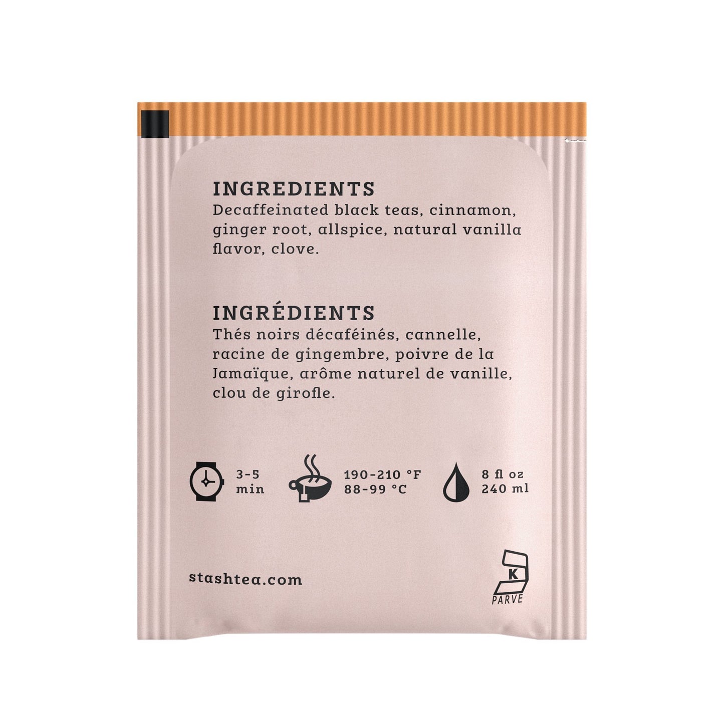Stash Tea Decaf Vanilla Chai Black Tea, Box Of 100 Tea Bags