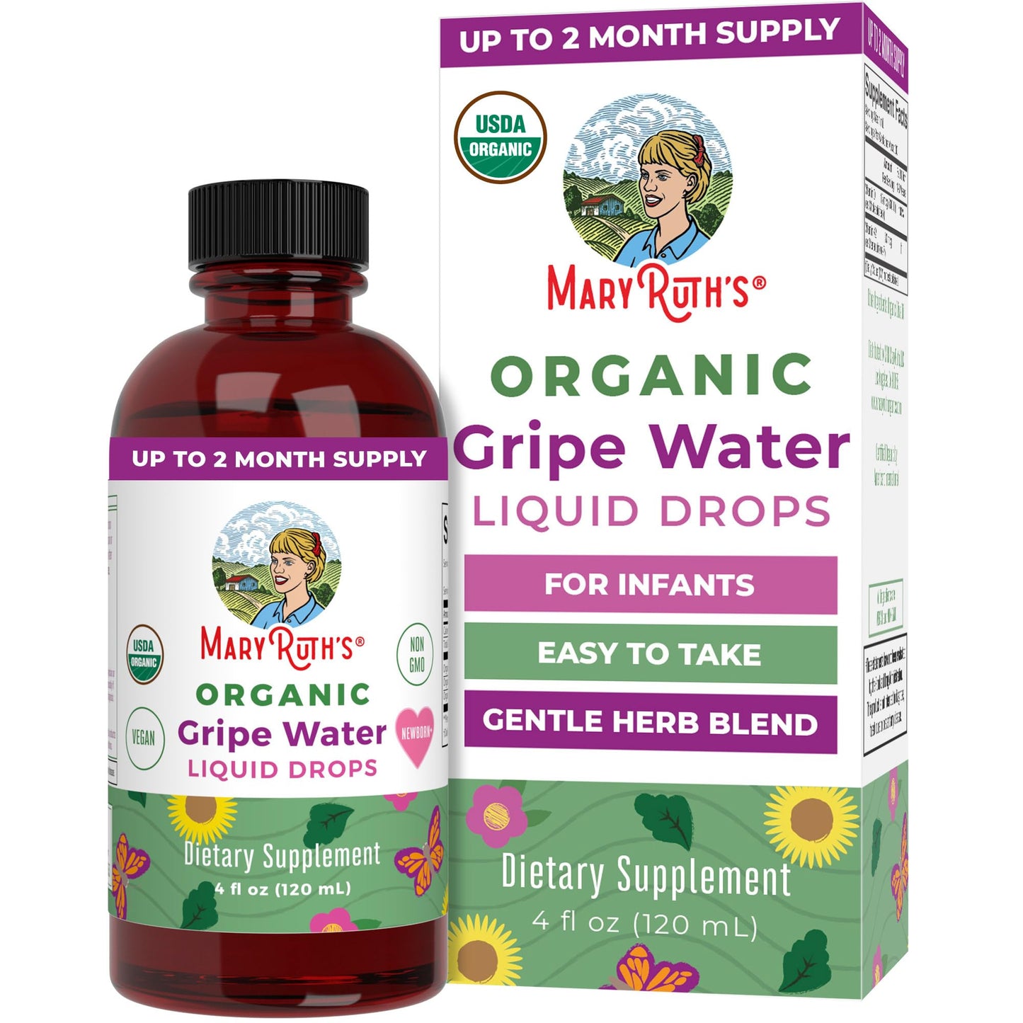 MaryRuth Organics Gripe Water for Babies | Herbal Blend | 4 Fl Oz | Vegan