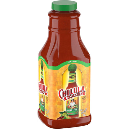 Cholula Chili Lime Hot Sauce, 64 fl oz - One 64 Fluid Ounce Bulk Container of Chili Lime Hot Sauce with Mexican Peppers, Lime an