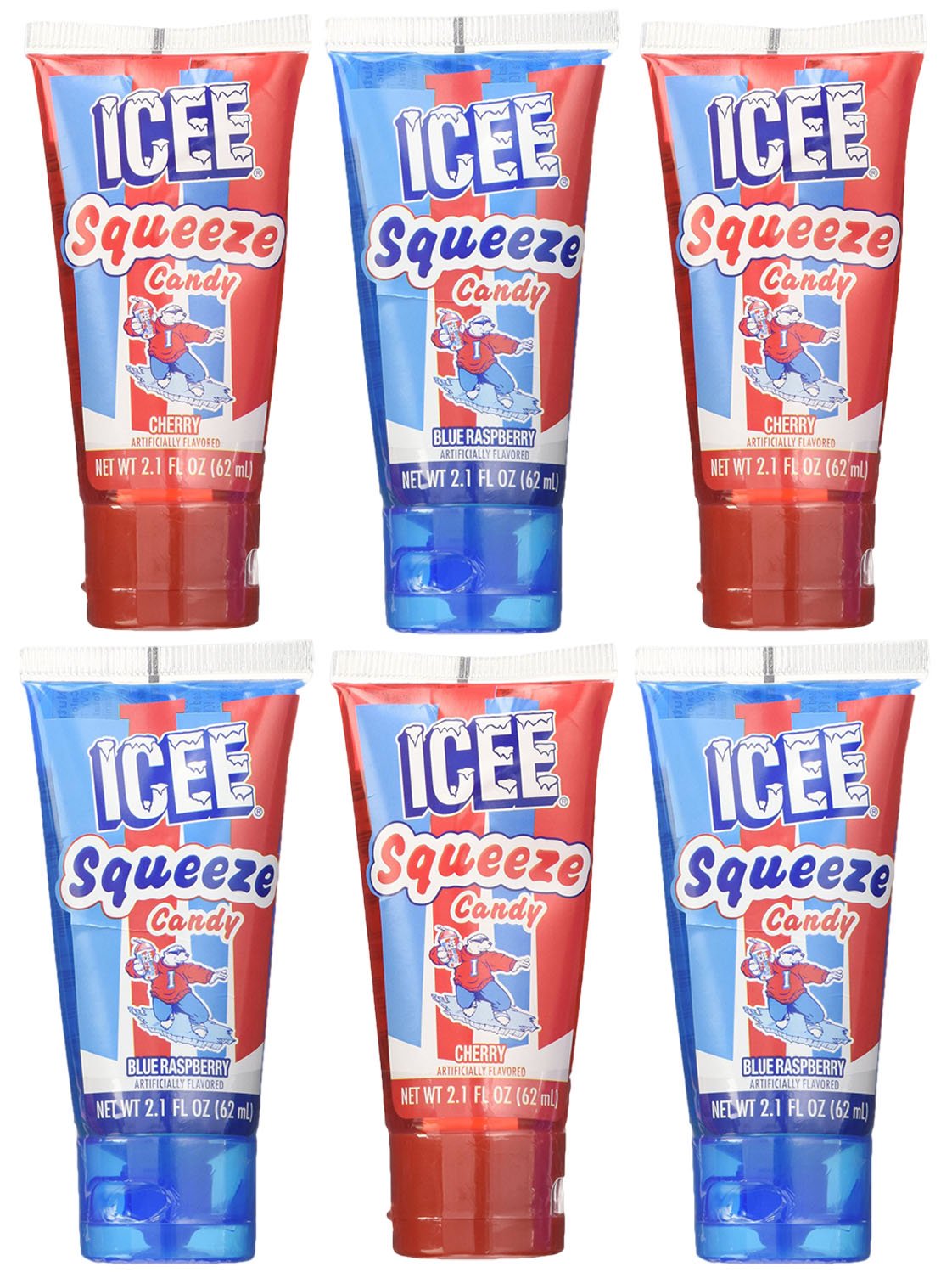 Set of 6 ICEE Squeeze Candy! Perfect for Movie Night, Parties, Feild Trips and More! (6 Squeeze)