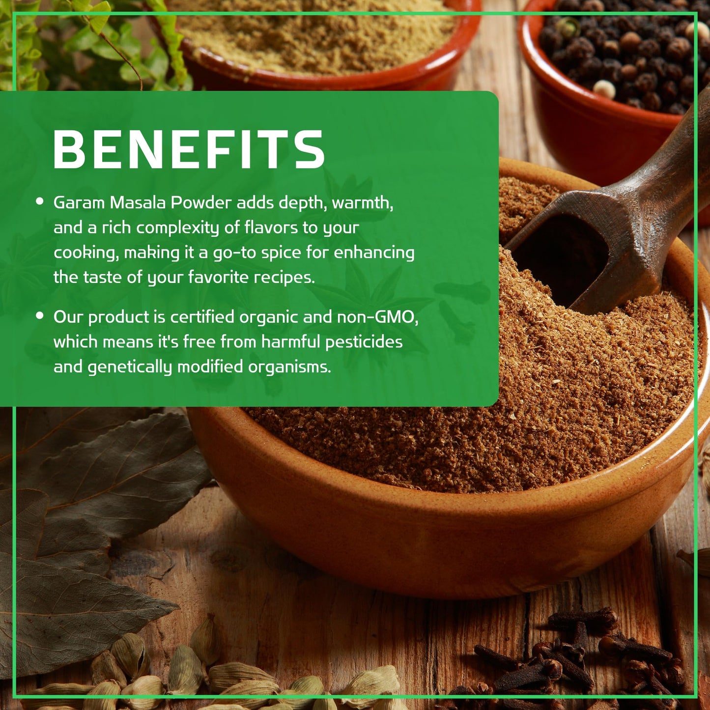 Jiva Organics Organic Garam Masala Powder 1 Pound Bulk Jar - Non-Gmo, Salt Free, Premium Indian Spice Blend