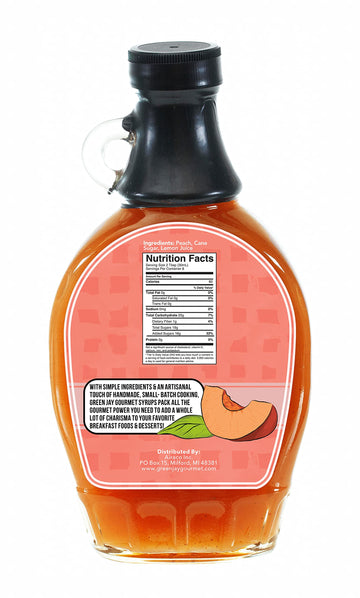 Green Jay Gourmet Peach Syrup - All-Natural, Non-GMO - 8 Fl Oz