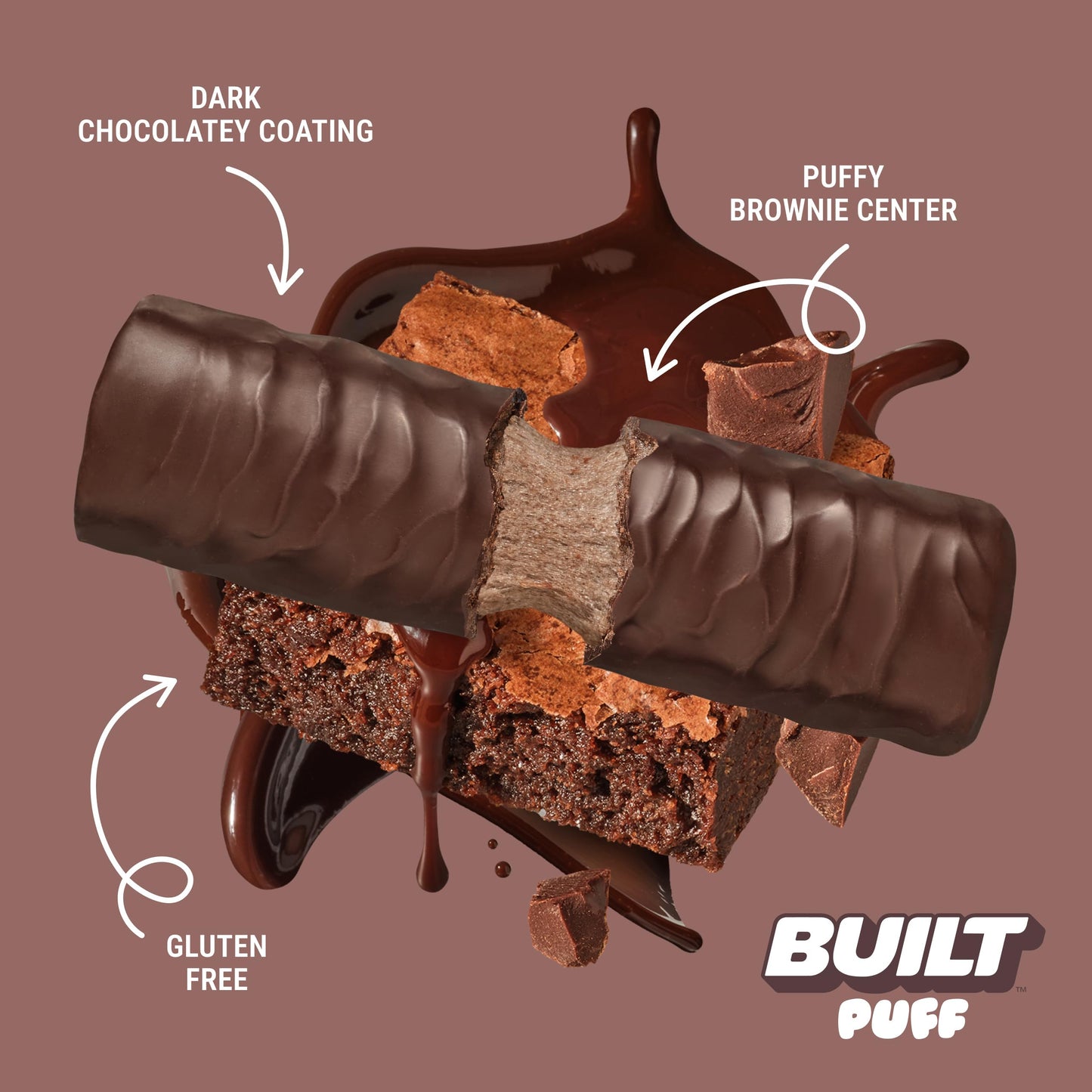 Built Bar, Puff Protein Bars, Brownie Batter Puff, 17G Protein Snacks, On-The-Go Bars, Only 140 Calories, 6G Sugar, Collagen, Gl