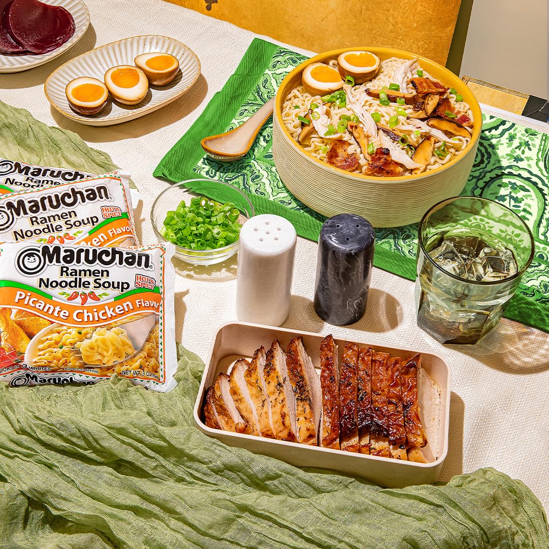 Maruchan Ramen Picante Chicken, Instant Ramen Noodles, Ready To Eat Meals, 3 Oz, 24 Count