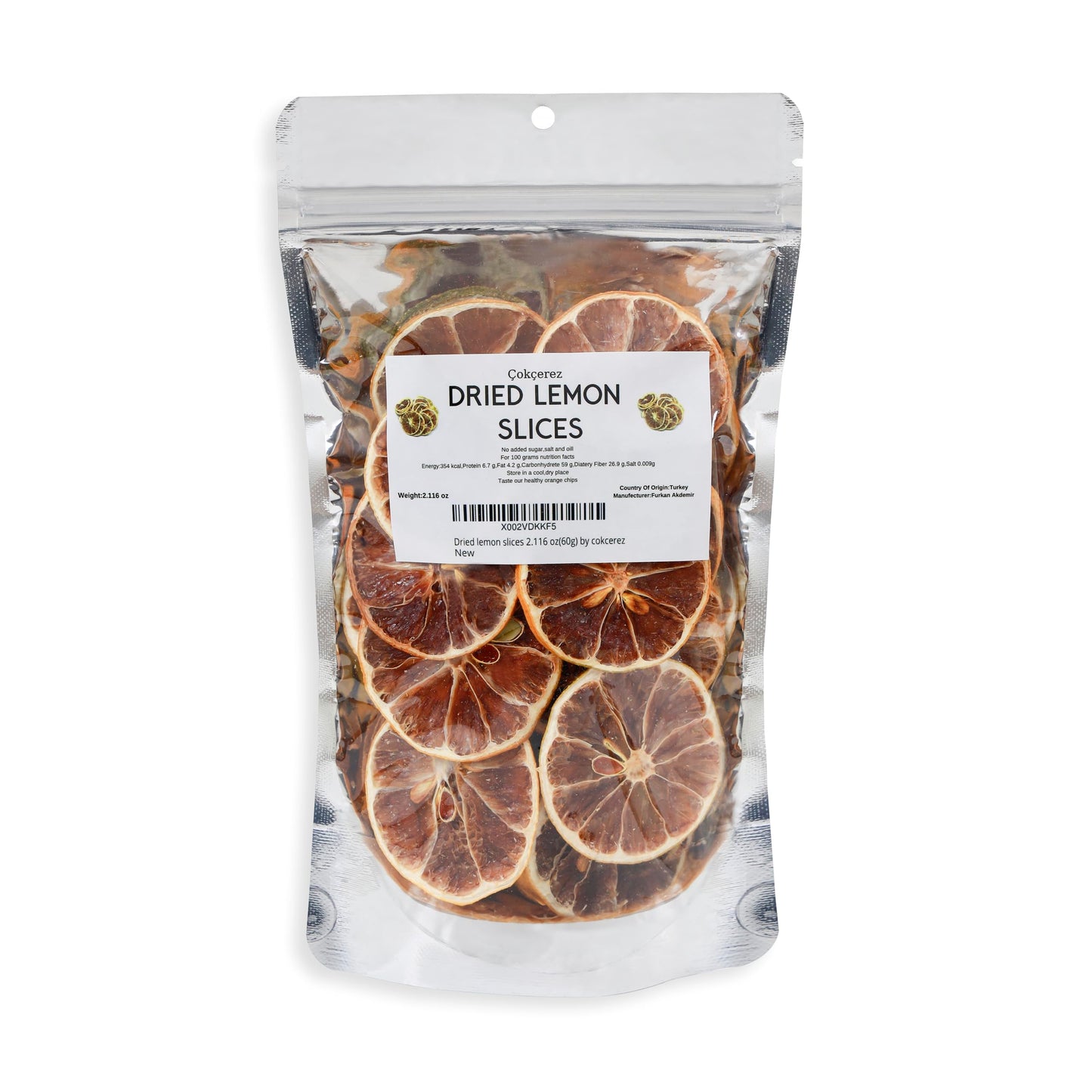 Dried Lemon Slices,Dehydrated Lemon Slices 2.11Oz(60G)
