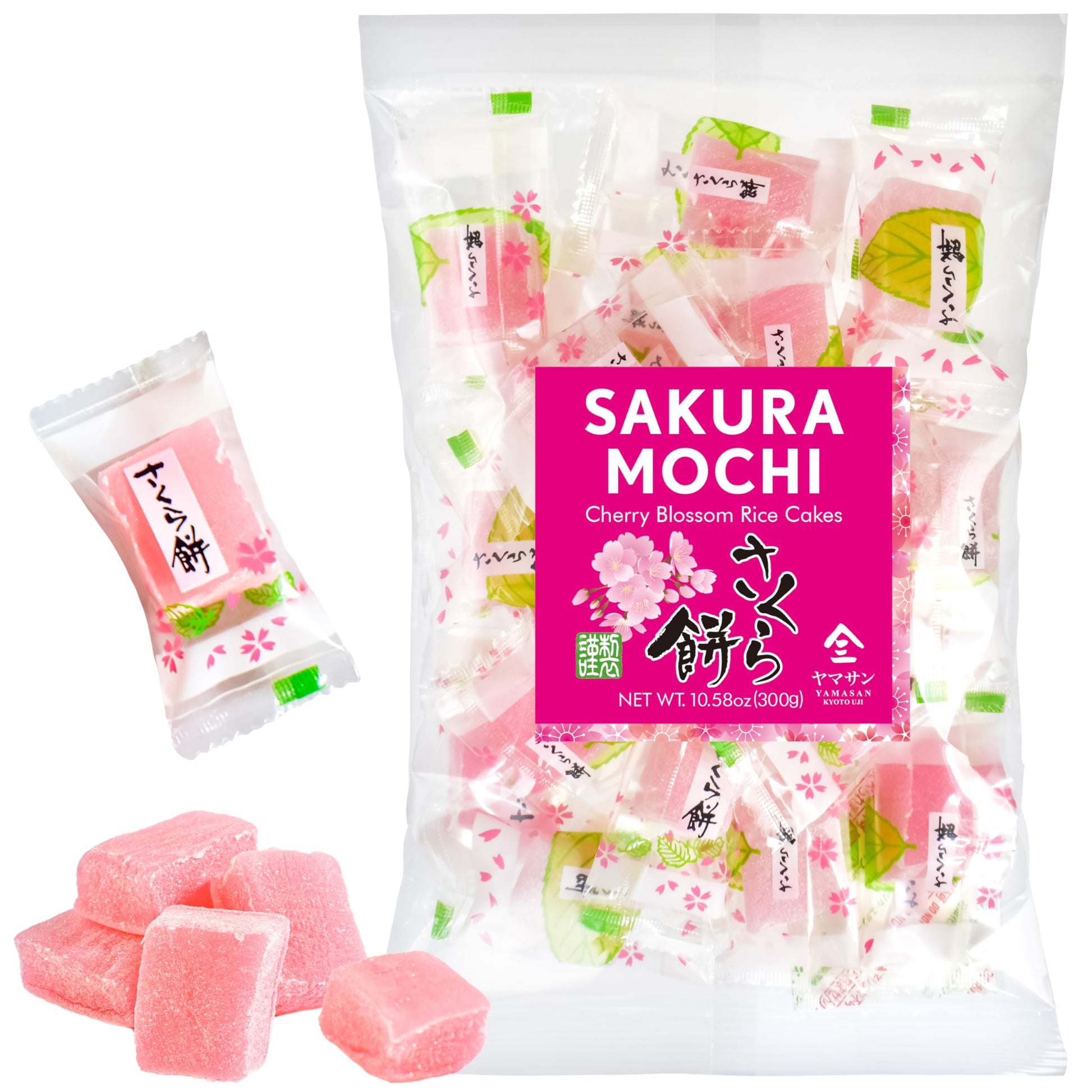 Yamasan Kyoto Uji Japanese Sakura Mochi Candies -Real Traditional Cherry Blossom Rice Cakes- Aromatic Flavor Of Japanese Spring
