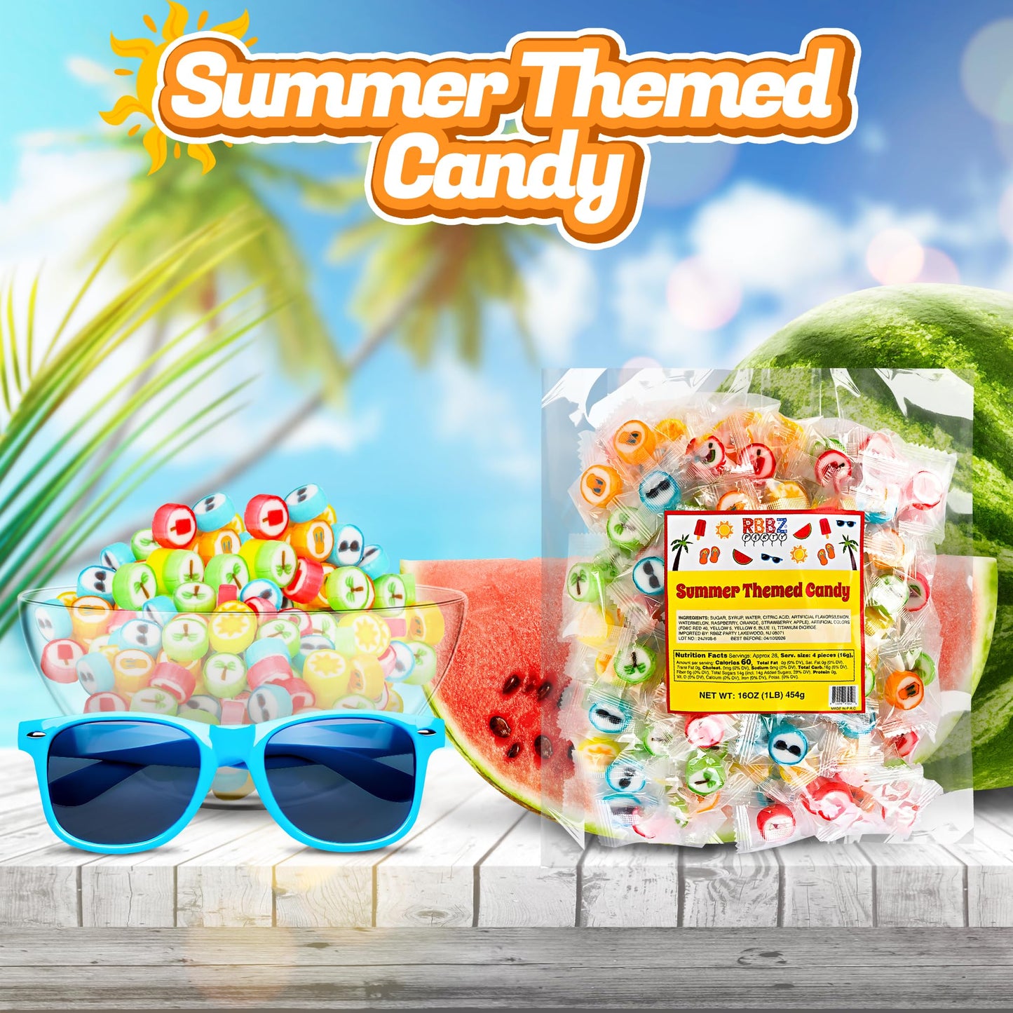 Summer Candy - Hard Candy Bulk 1 Lb Bag Of Individually Wrapped Small Candy (Approx. 116 Pcs) Hard Candies Assortment - Great Fo