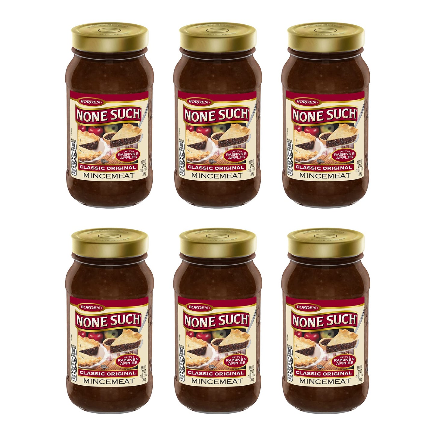 None Such Classic Original Mincemeat with Raisins and Apples, 27 Ounce (Pack of 6)