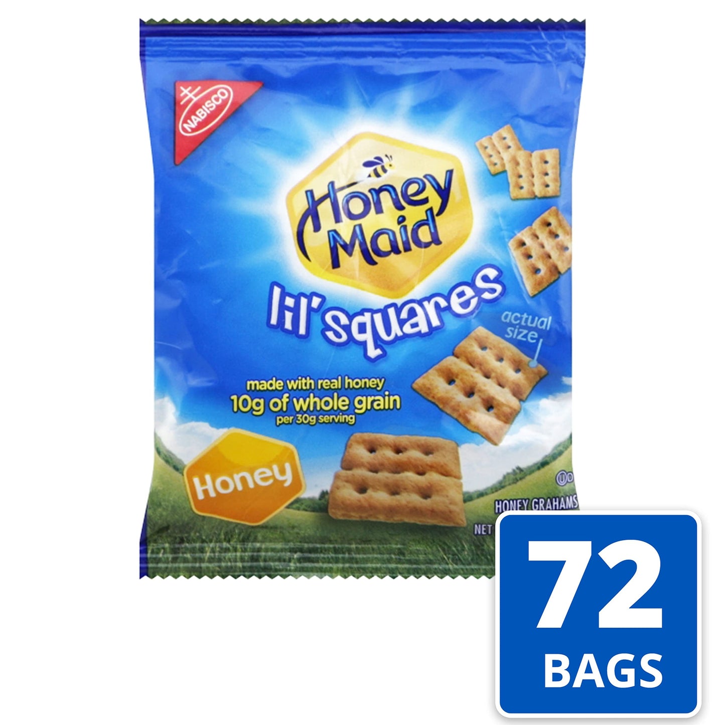 Honey Maid Lil' Squares Graham Crackers, Honey, 1.06 Oz -Pack Of 72