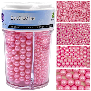 Sprinkles for Cake Decorating, Pink Pearl Sprinkles Mix for Valentine's Cake Cupcake Cookie Baking Ice Cream Toppings