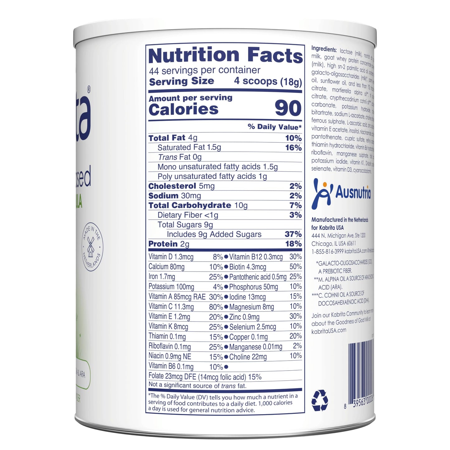 Kabrita Goat Milk-Based Toddler Nutrition Drink, 12–24 Months, Gentle & Easy To Digest, Clean Label Project Certified, Supports Gut Health, Immunity & Brain Development 28Oz (Pack Of 6)