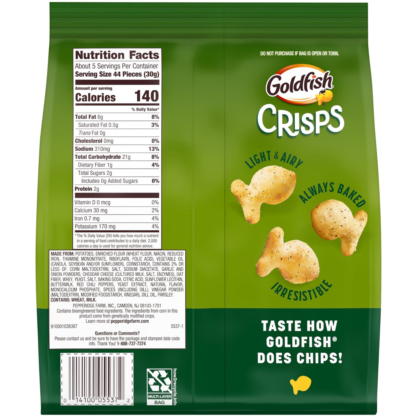 Goldfish Crisps Spicy Dill Pickle Flavored Baked Chip Crackers, 6.25 Oz Bag