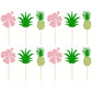 Gyufise 24 Pack Tropical Cupcake Toppers Glitter Pineapple Flower Leaf Aloha Cupcake Picks For Summer Hawaiian Luau Theme Baby S
