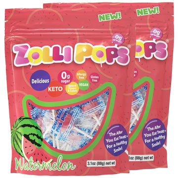 Zollipops Clean Teeth Lollipops, Watermelon Flavor, 6.2 Ounce, Assorted Color