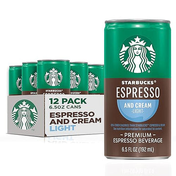 Starbucks Ready to Drink Coffee, Espresso & Cream, 6.5oz Cans, 12 Pack - Convenient Cold Brew for On-the-Go Enjoyment