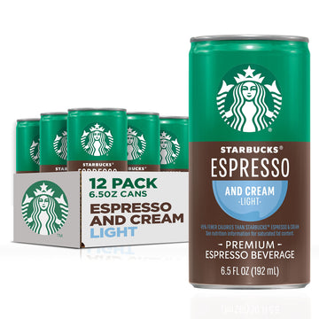 Starbucks Ready To Drink Coffee, Espresso & Cream Light , 6.5Oz Cans (12 Pack) (Packaging May Vary)