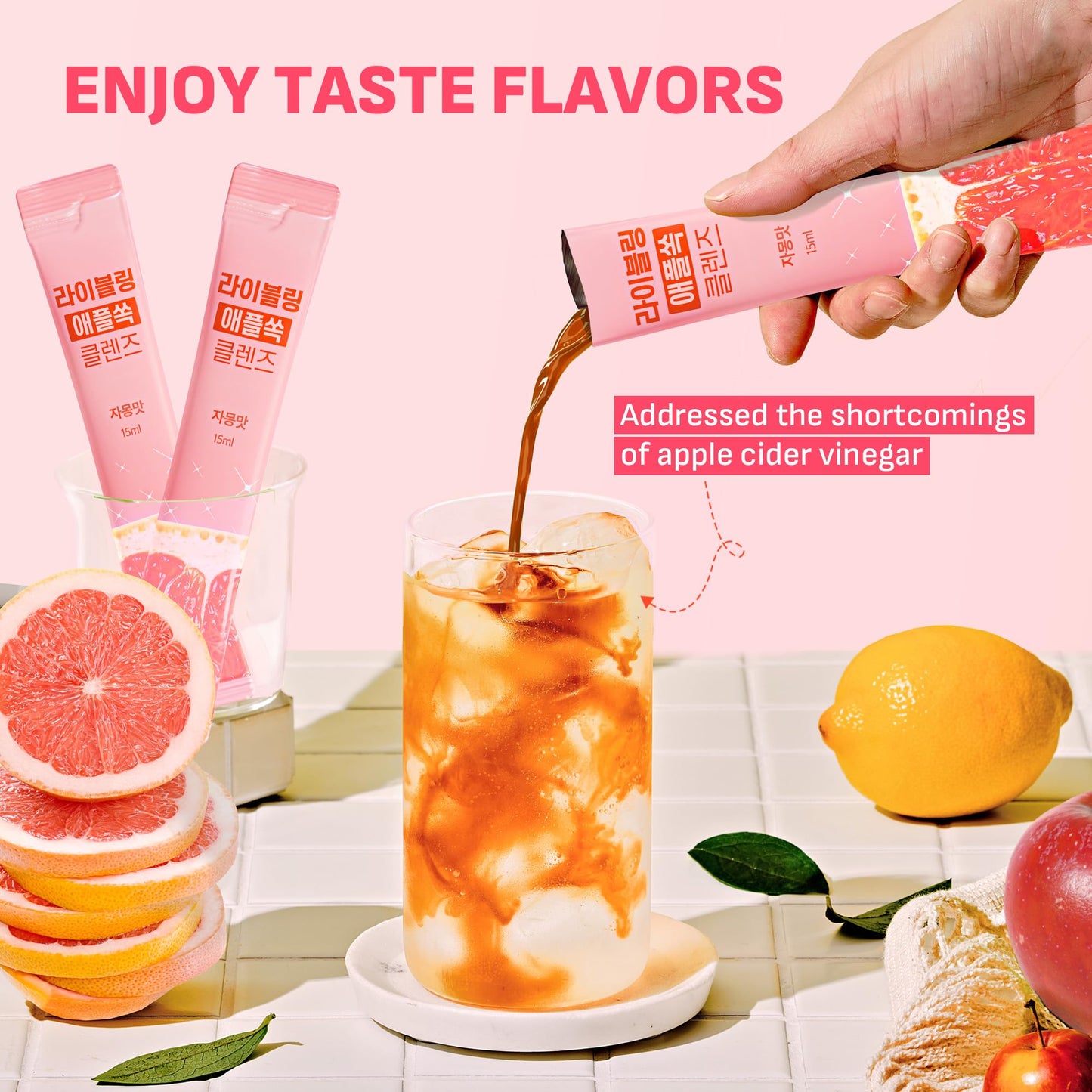 LIVELING Apple Cider Vinegar Drink Stick - G fruit Flavor, Sugar-Free, Low-Calorie, 30 Pack, 0.51 Fl Oz Each