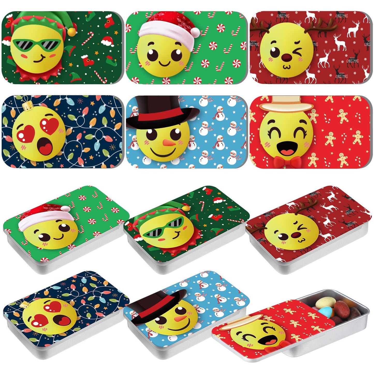 Tioncy 12 Pcs Christmas Mint Tins - Funny Candy Metal Box Stocking Stuffers, 6 Styles, Perfect Gift for Adults