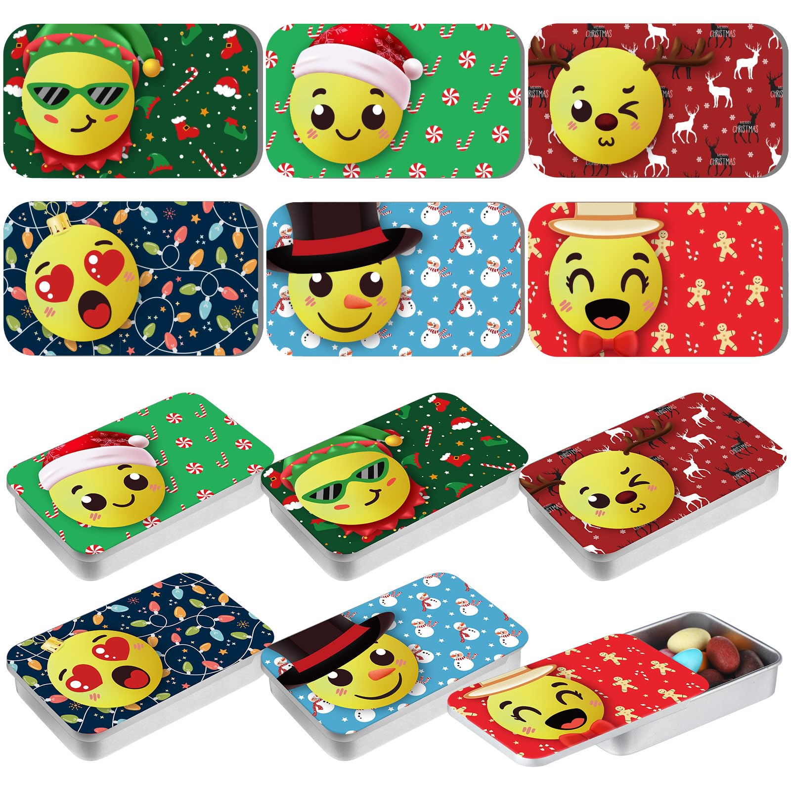 Tioncy 12 Pcs Christmas Mint Tins - Funny Candy Metal Box Stocking Stuffers, 6 Styles, Perfect Gift for Adults