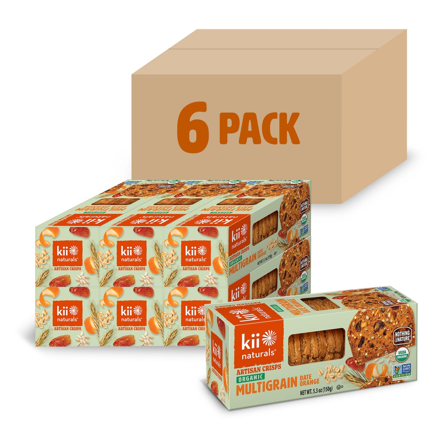 Kii Naturals Organic Artisan Crisps, Healthy Snack Crackers for Cheese & Charcuterie Boards; Non-GMO, USDA Organic, Kosher, No P
