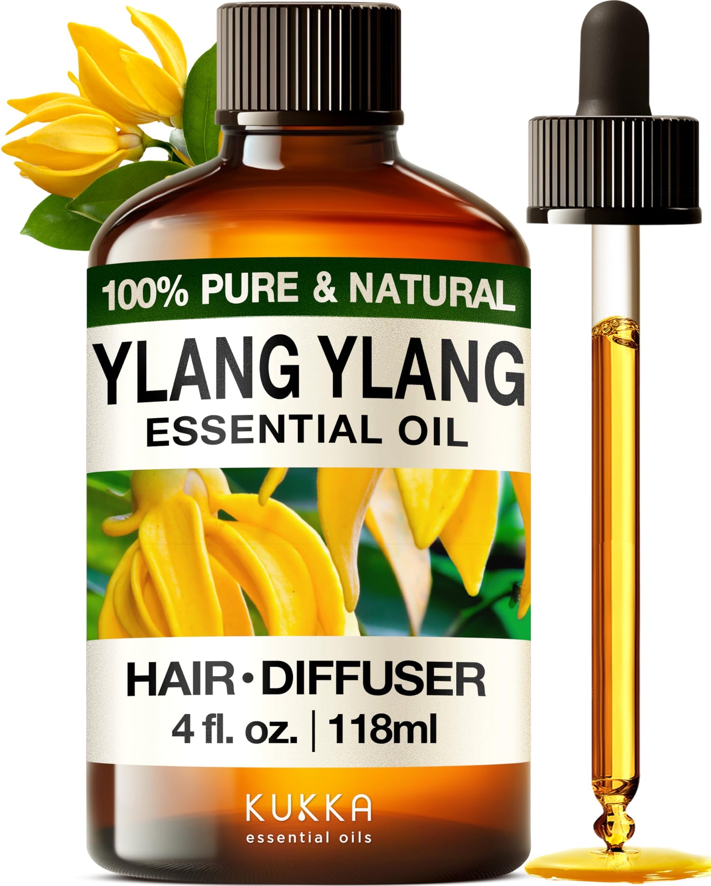 Kukka Ylang-Ylang Essential Oil For Diffuser & Skin - 100% Natural Therapeutic Grade Ylang Ylang Essential Oil - Ylang Ylang Oil