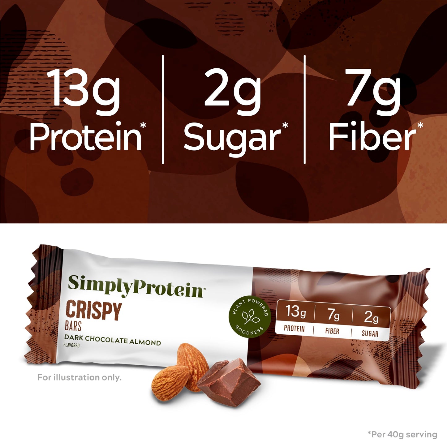 SimplyProtein Vegan Protein Bars - Dark Chocolate Almond, 12g Protein, 2g Sugar, Gluten Free, 4 Count