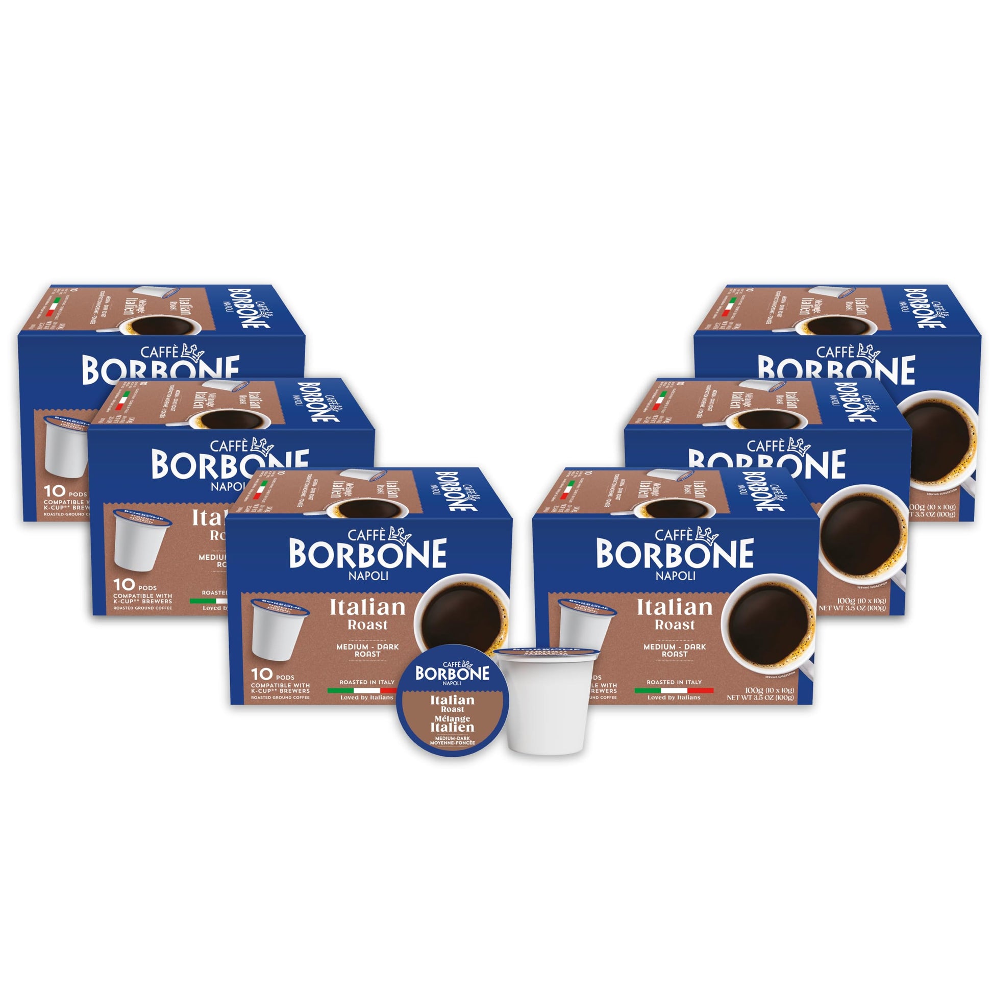 Caff Borbone Italian Roast Coffee (60 Count) - Medium Dark Roast  Arabica & Robusta Blend  Roasted In Italy For A Bold  Smooth Taste - Single Serve Coffee Pods Compatible With K-Cup Beverage Makers