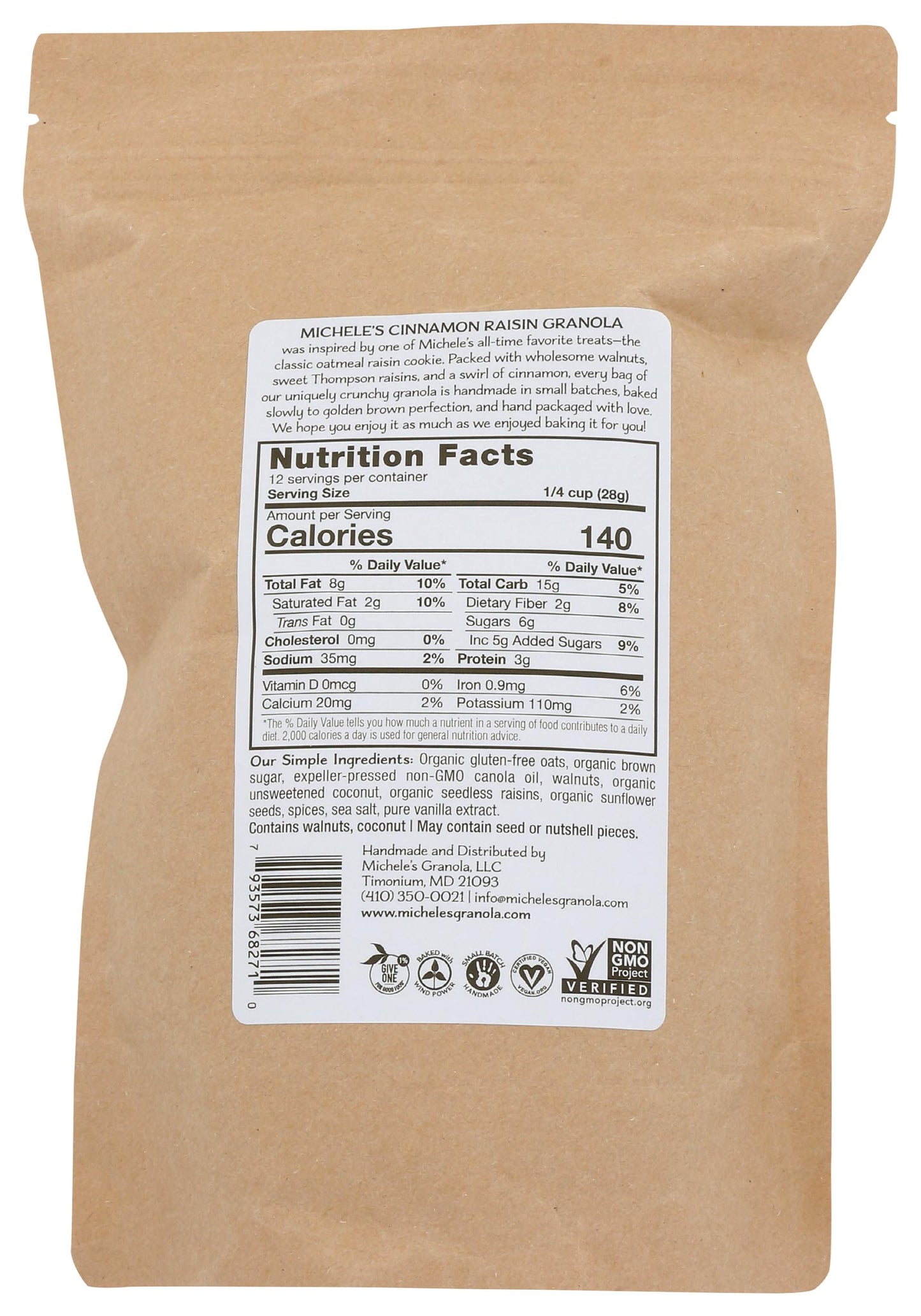 Micheles Granola, Cinnamon Raisin Granola, 12 oz