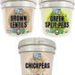 Emergency Legume Bucket Supply | Certified Glyphosate Residue Free | 75 LBS | Chickpeas, Lentils and Green Split Peas [25 lbs ea