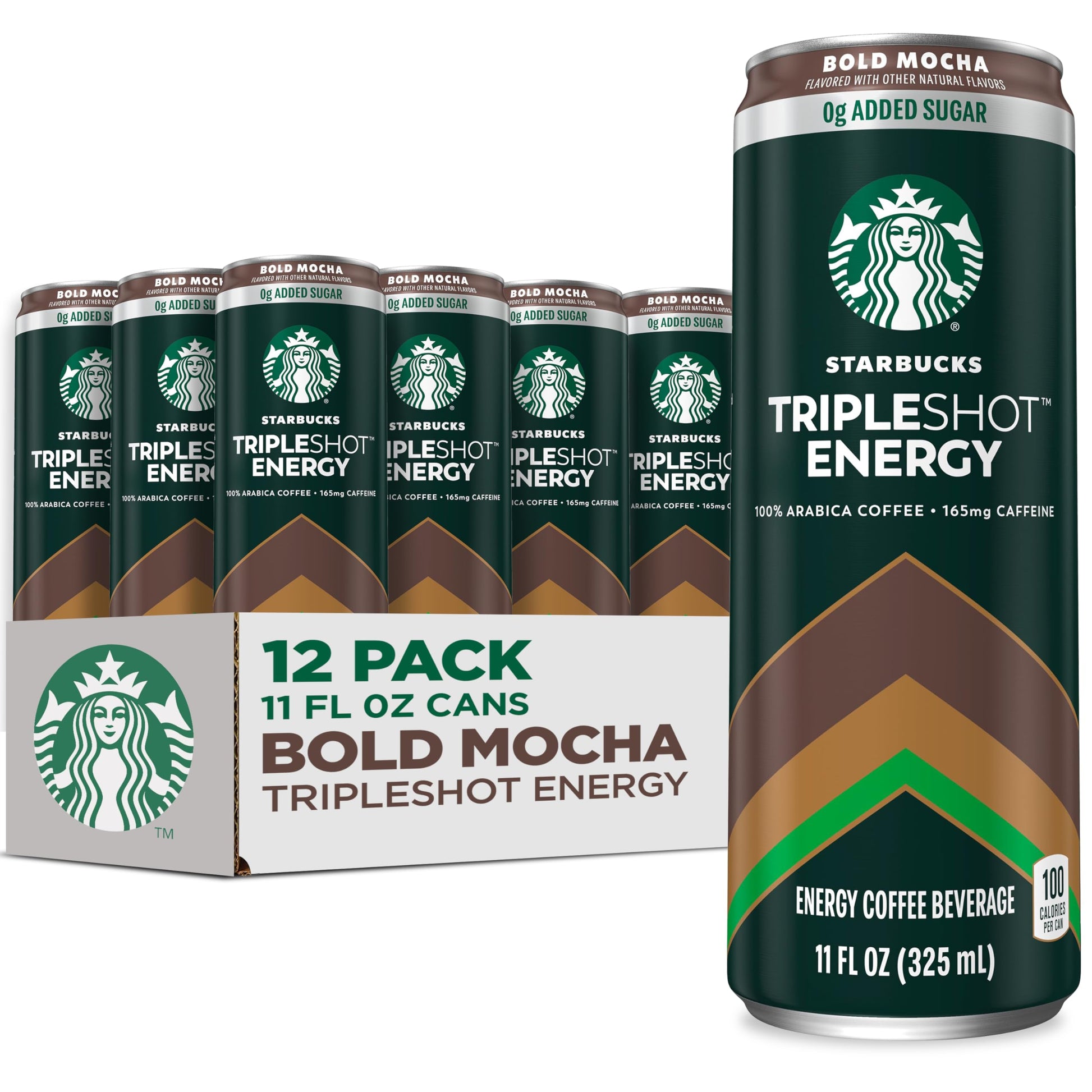 Starbucks Tripleshot Coffee Energy Drink, Bold Mocha, 11 fl oz Cans, 12 Pack, 165mg Caffeine, B Vitamins, Protein