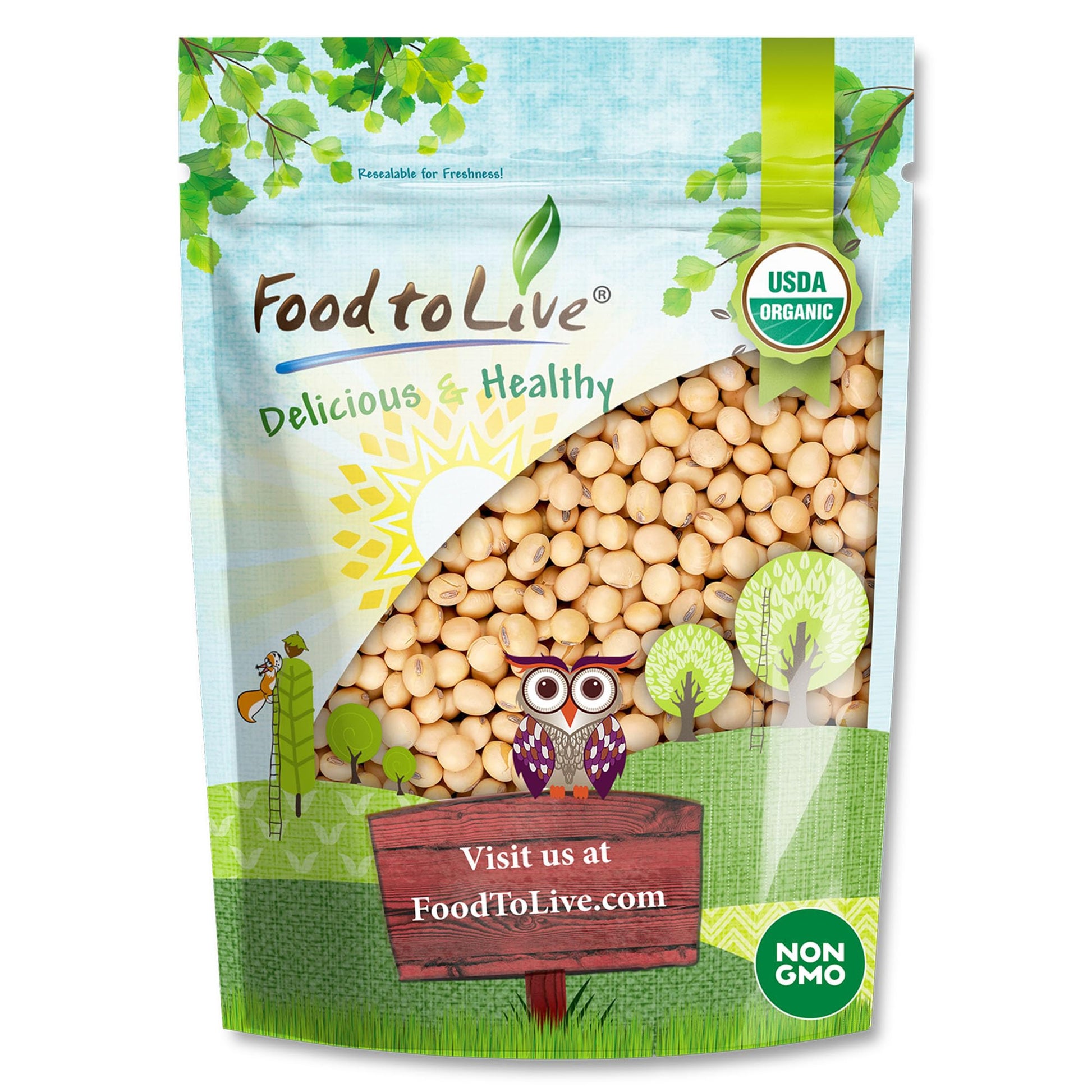 Food to Live Organic Soybeans, 12 Ounces - Dry Soy Beans, Pure and Natural, Nutritious Snack, High-Protein, Perfect for Soy Milk
