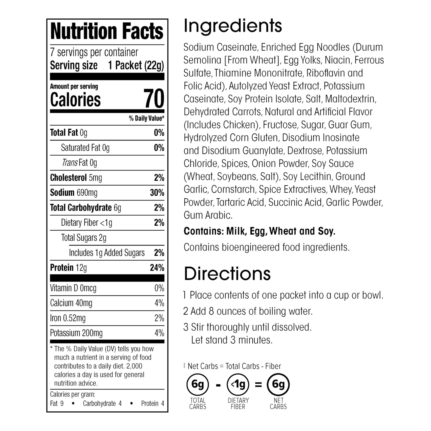 WonderSlim Protein Soup, Chicken Noodle, 70 Calories, 12g Protein, No Fat, Low Carb (7ct)