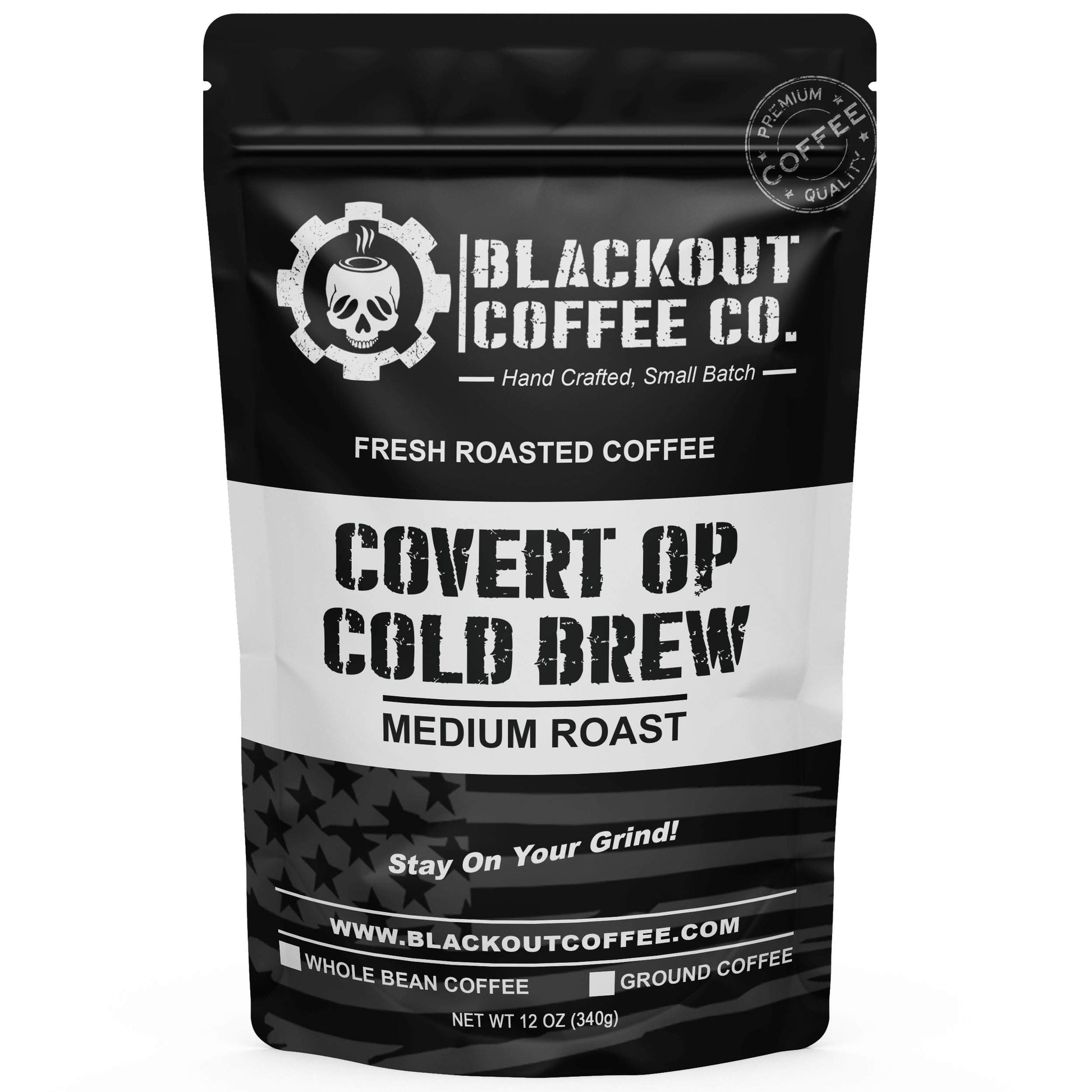 Blackout Coffee Co. Cold Brew Medium Roast Ground Coffee - 12 oz Bag - Small Batch Freshly Roasted in the USA