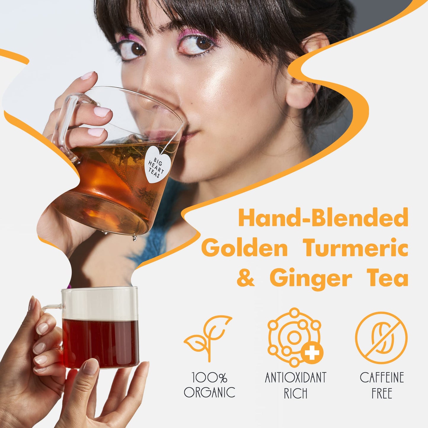 Big Heart Tea Co. Turmeric Ginger Tea Bags - Organic Herbal Blend - 50 Pack