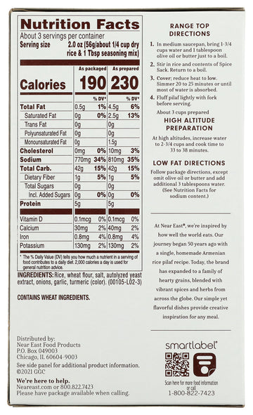 Near East Rice Pilaf, 6.09 Ounce (Pack of 1) - Flavored Rice Dish, Convenient Side Dish