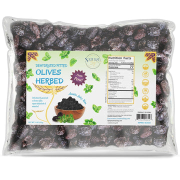 NaturalZing Organic Peruvian Dried Black Olives, Raw & Herb-Infused, Pitted, 8 oz