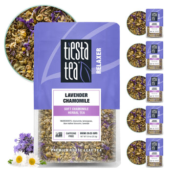 Tiesta Tea - Lavender Chamomile | Soft Chamomile Herbal Tea | Premium Loose Leaf Tea Blend | Non Caffeinated Tea | Make Hot Or Iced Tea & Brews Up To 25 Cups - 5.4 Ounce Resealable Pouch, Pack Of 6