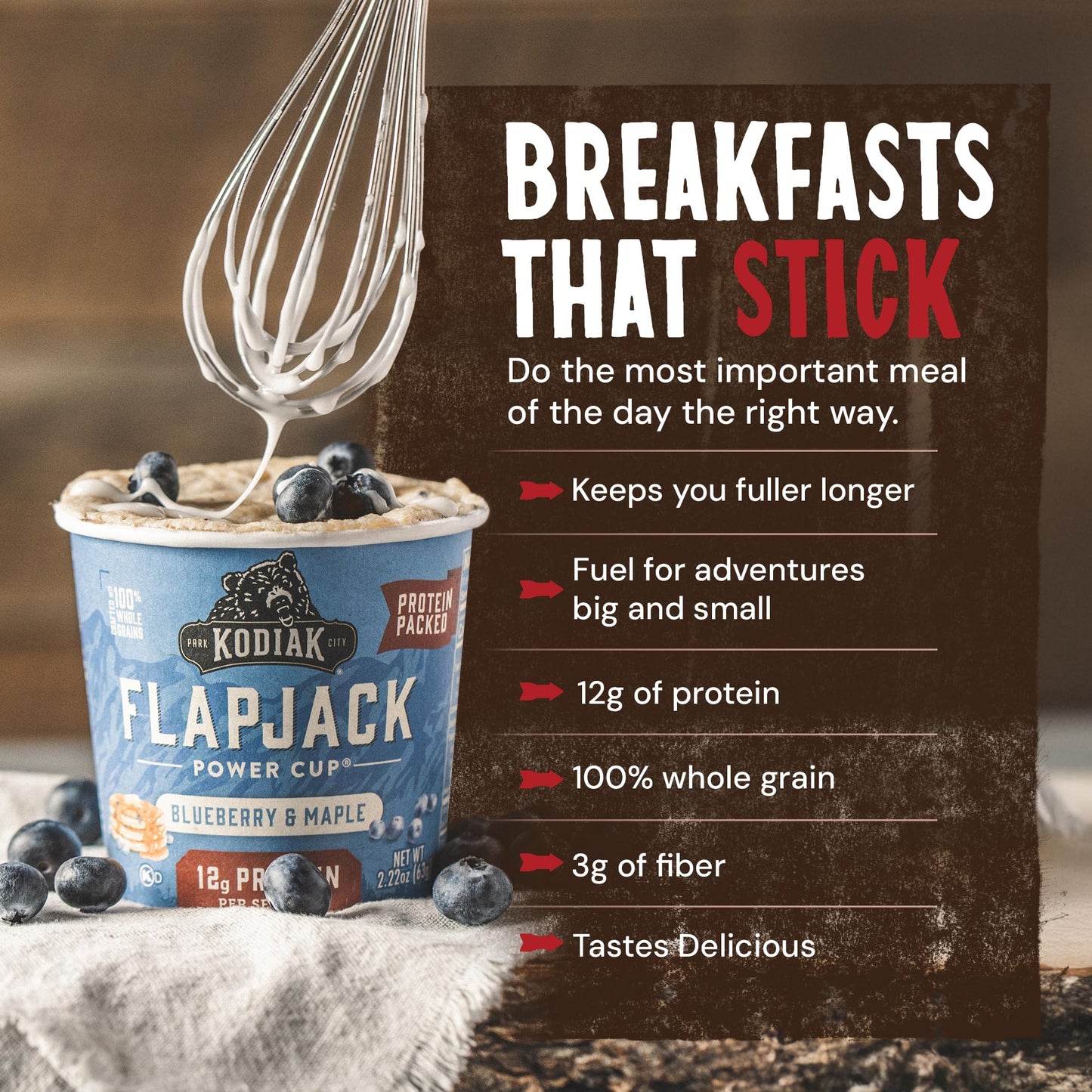 Kodiak Cakes Pancake On the Go, Blueberry & Maple, 2.16 Ounce, Pack of 12, Model 10705599011945