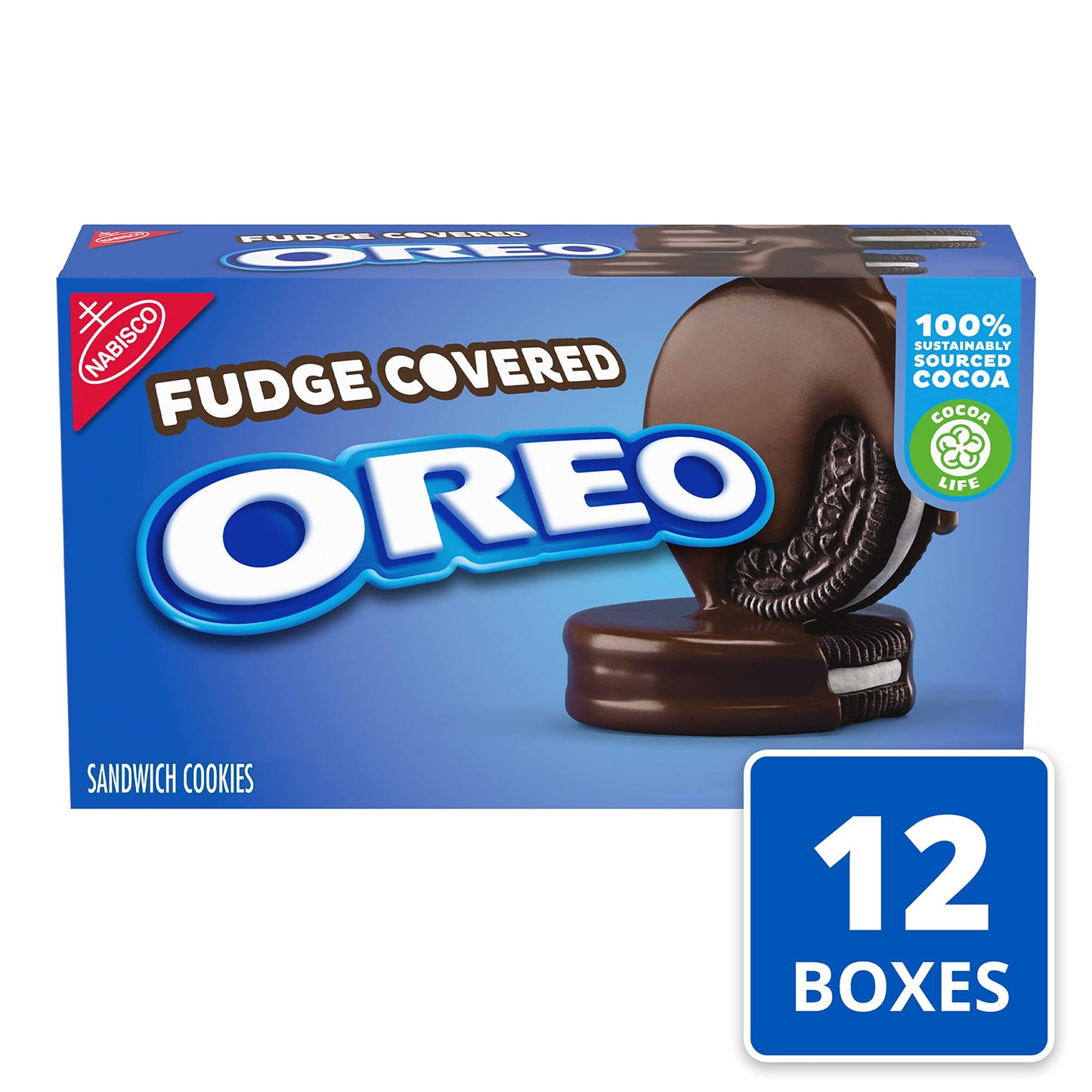 Oreo Fudge Covered Chocolate Sandwich Cookies, Original Flavor, 12 - 7.9 Oz Boxes