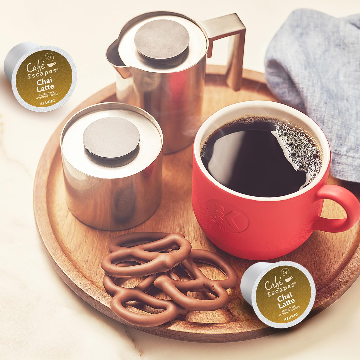 Café Escapes Chai Latte Tea Beverage Single-Serve K-Cup Pods 72 Count (3 Boxes of 24 Pods)