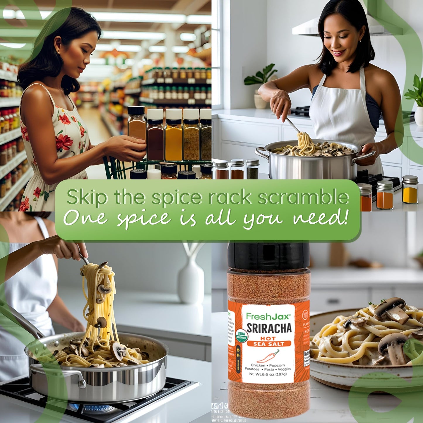 FreshJax Premium Gourmet Spices - Organic Sriracha Hot Sea Salt, 6.6 oz