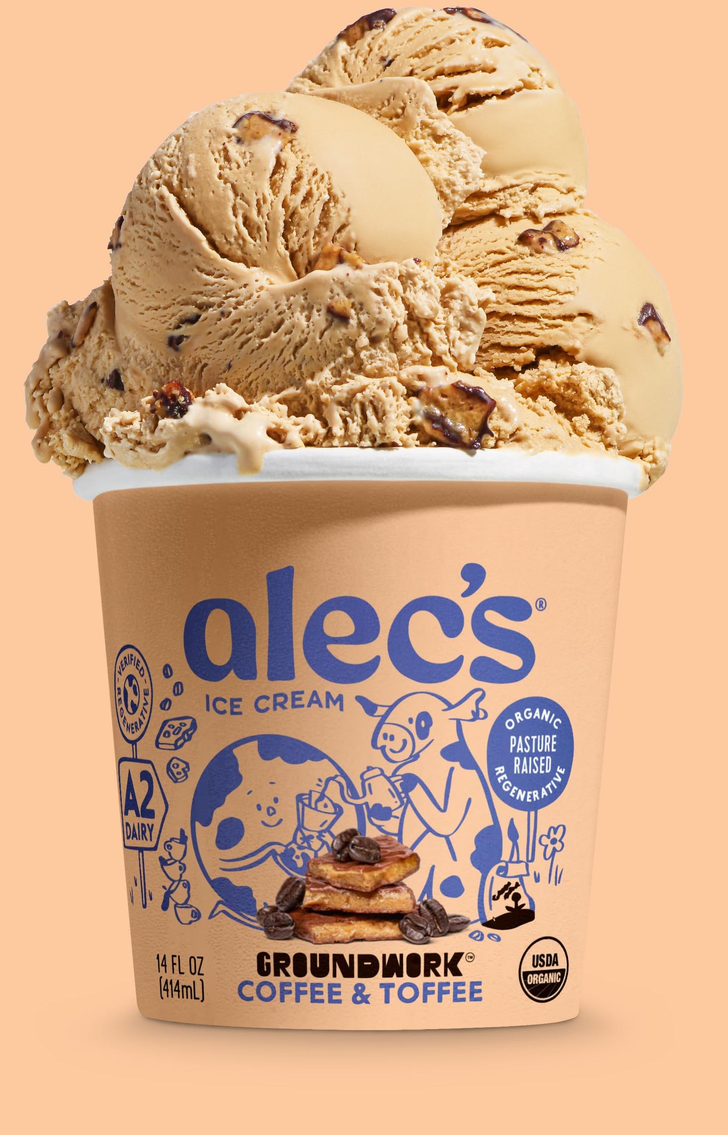 Alecs Coffee & Toffee Organic Ice Cream