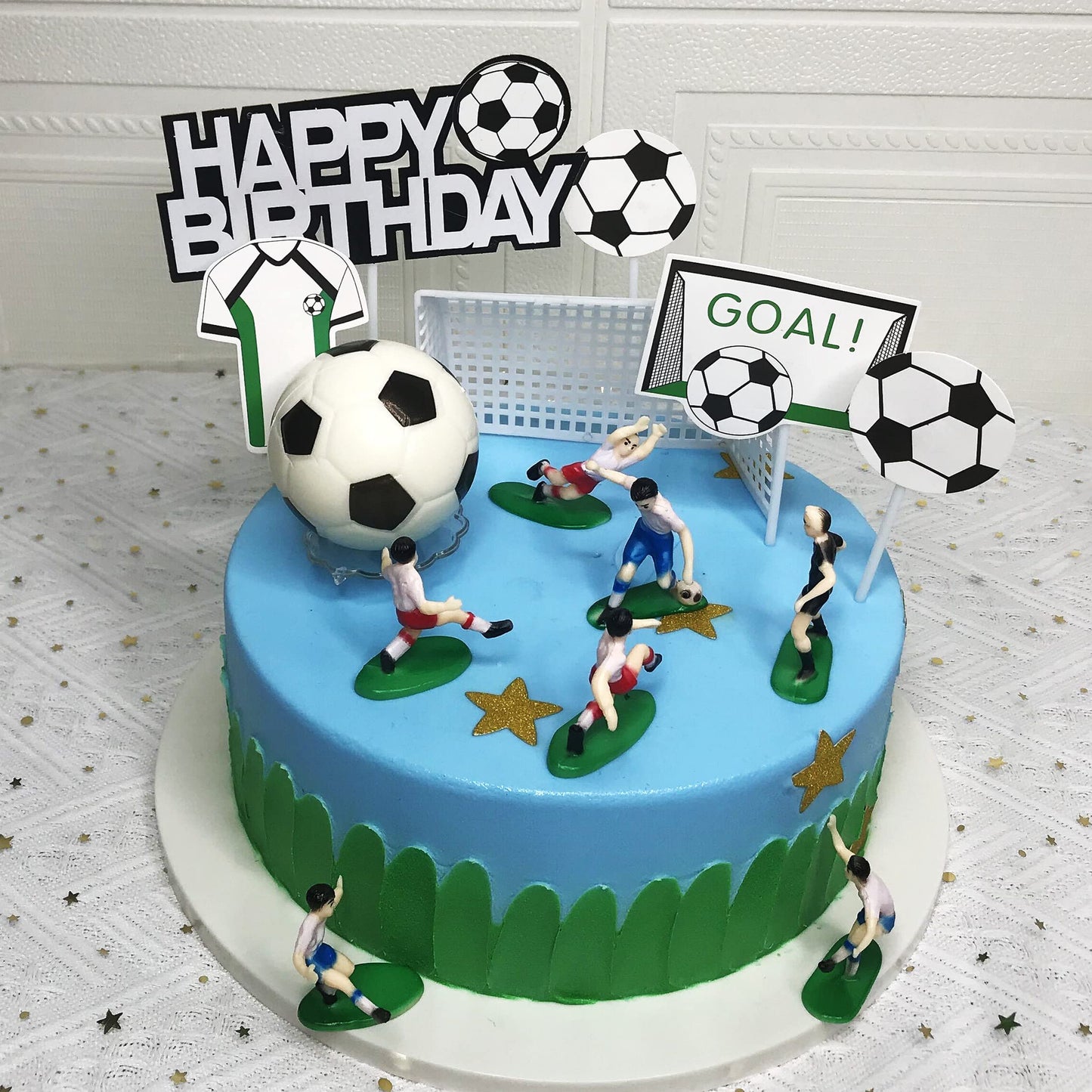 Soccer Cake Topper,14Pcs Soccer Players Toys Football Cake Topper Decorations Soccer Ball Soccer Player Cake Decorations For Soc