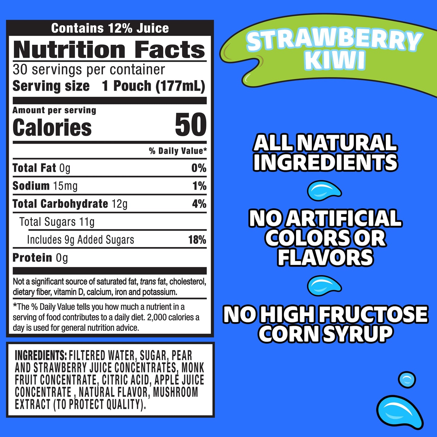 Capri Sun Strawberry Kiwi Naturally Flavored with other natural flavor Juice Drink Blend, 30 ct Box, 6 fl oz Pouches